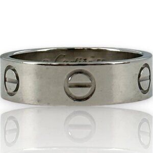 Cartier 18kt White Gold Classic 5.5mm Love Ring Wedding Band Size 7.25 (55)